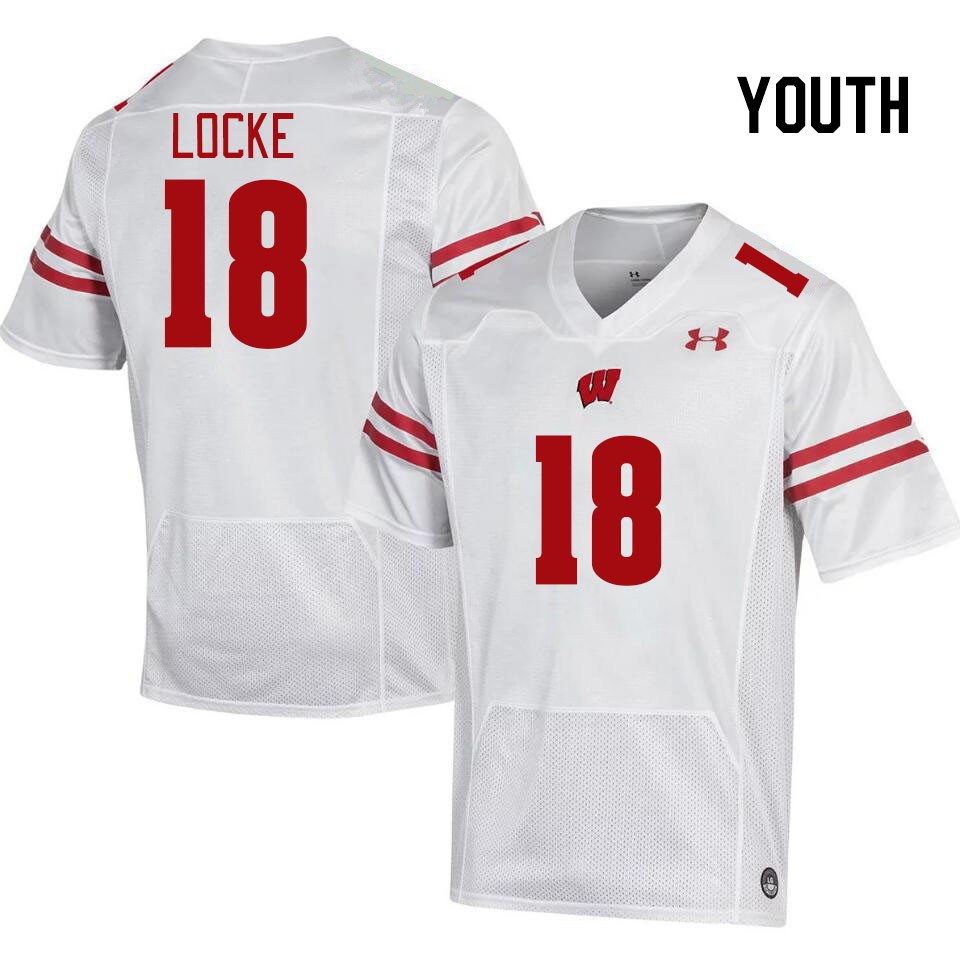 Youth #18 Braedyn Locke Winsconsin Badgers College Football Jerseys Stitched Sale-White